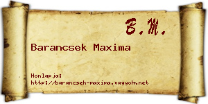 Barancsek Maxima névjegykártya